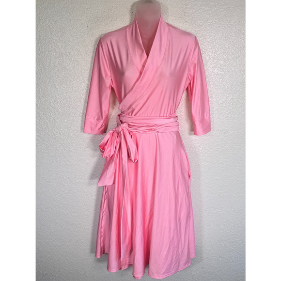 Elhoffer Wrap Dress Womens Medium Essentials Light Pink Sheen Cosplay Costume M
